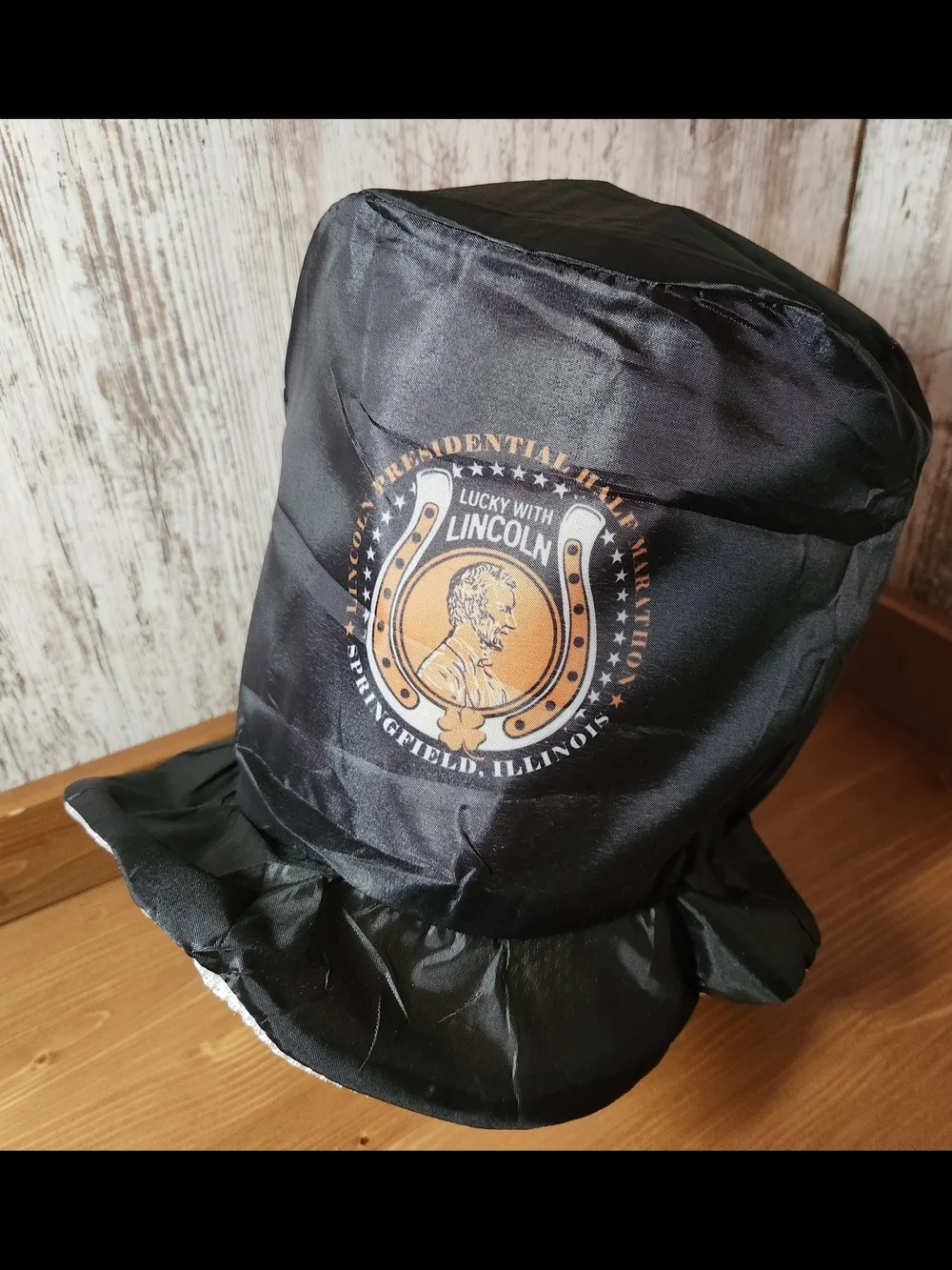 Black Novelty Top Hat with Abraham Lincoln Lucky Penny Emblem Springfield IL